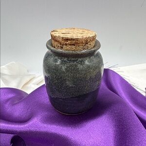 Brinier Pottery Small Jar/Pot with Cork Lid.  Signed.